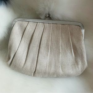 STILA Pleated Shiny Linen Glam Clutch Purse